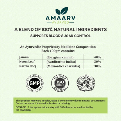 Neem Karela Jamun Powder (with 3 Essential Herbs) - Amaarv Ayurved